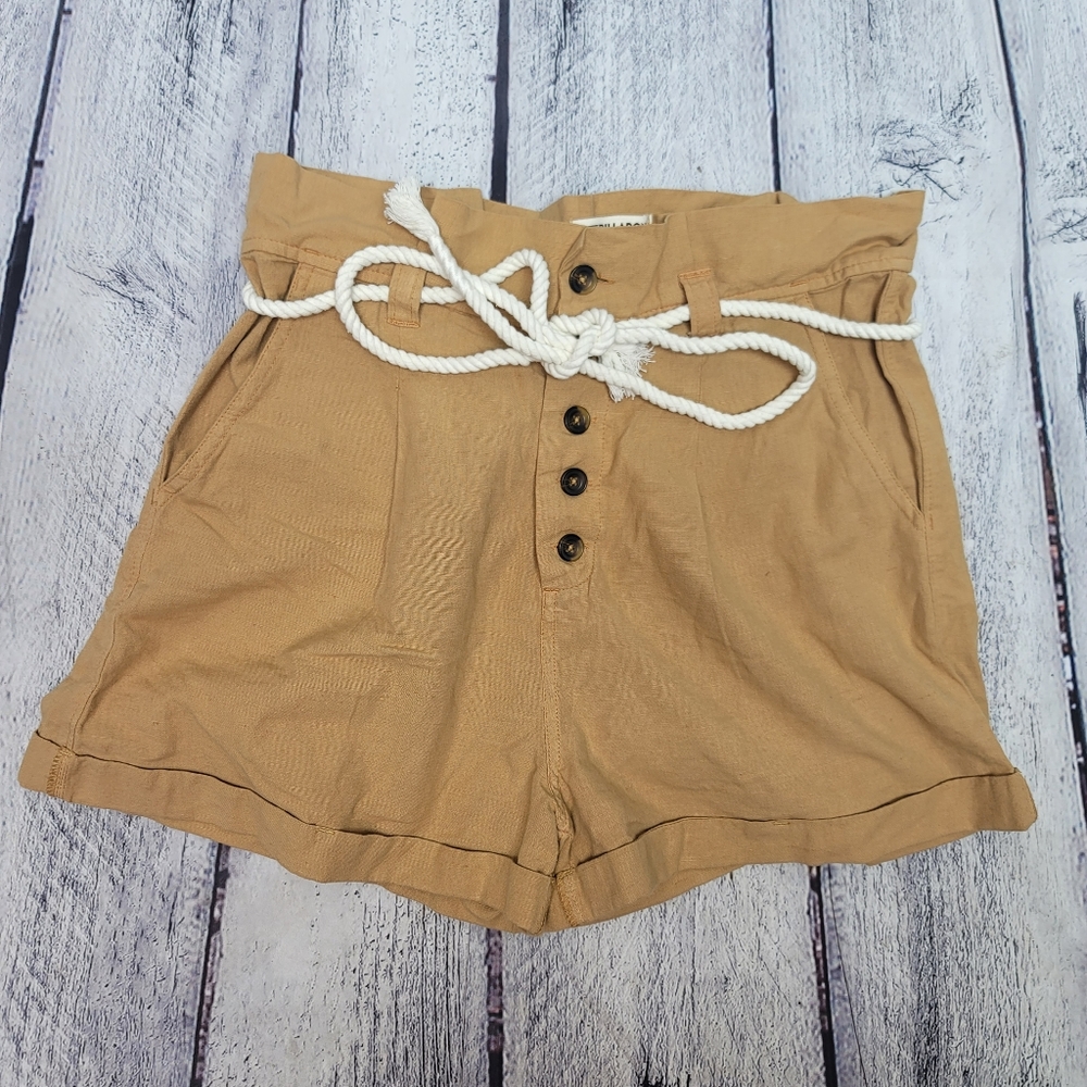 COPY - Billabong Womens Paperbag Shorts Cotton Flax Blend Button Fly Rope Belt …